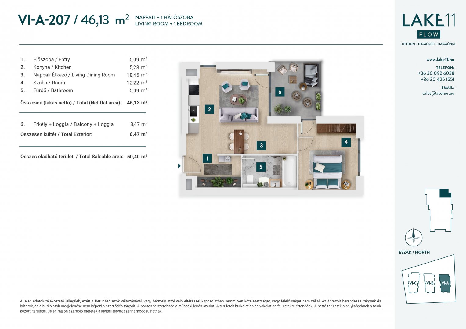 2 bed · 46m² · 90.990.000 ft