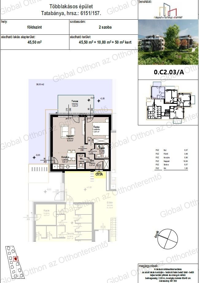 Lakás · 2 hálószoba · 45 m² · 55.834.433 Ft