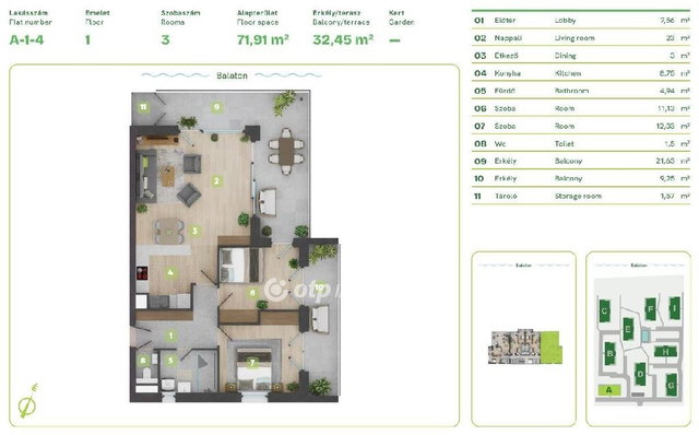 Eladó téglalakás, Balatonszemesen 143.979 M Ft, 3 szobás