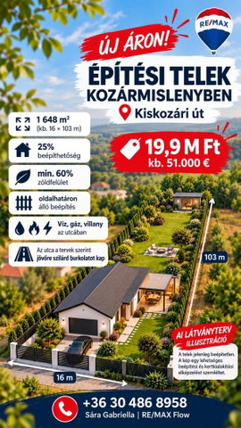 Eladó telek, Kozármislenyen 19.9 M Ft / költözzbe.hu
