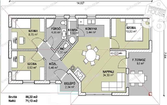 Eladó családi ház, Kecskeméten 62.5 M Ft, 4 szobás