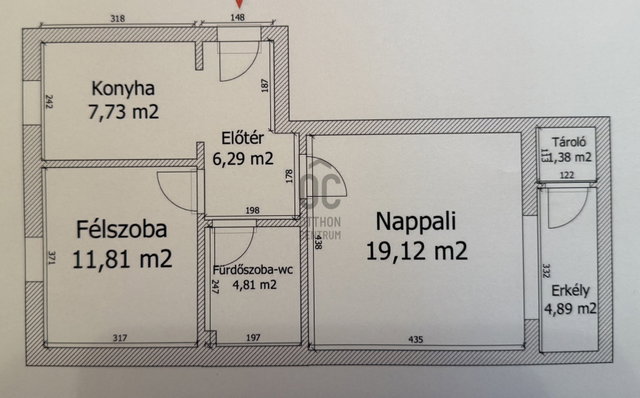 Eladó téglalakás, Pécsett, Nagymeszes dűlőn 57 M Ft, 2 szobás