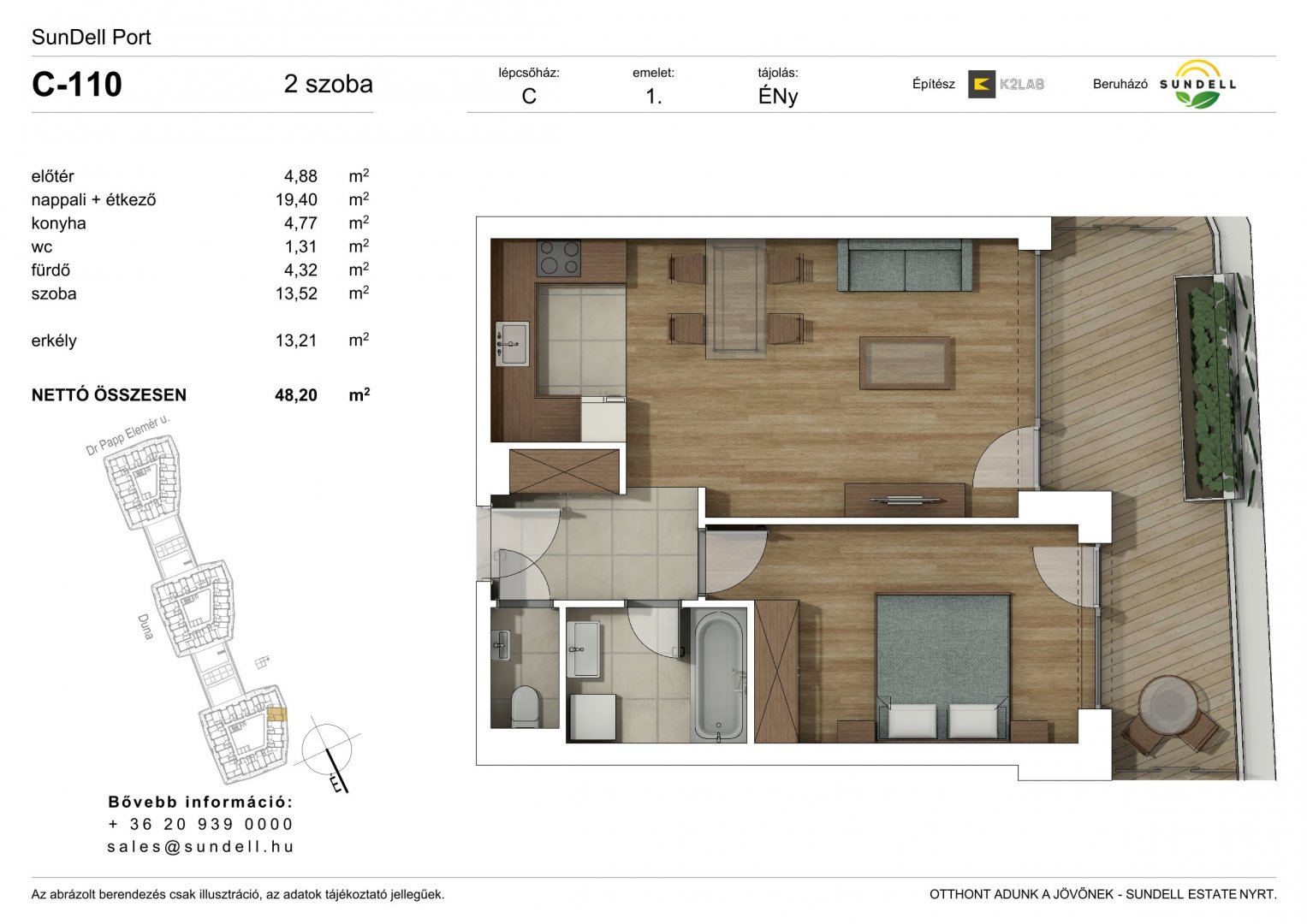 2 hálószoba · 48 m² · 112.300.000 Ft