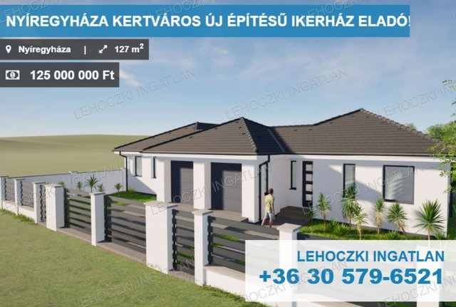 Eladó ikerház, Nyíregyházán 125 M Ft, 4 szobás