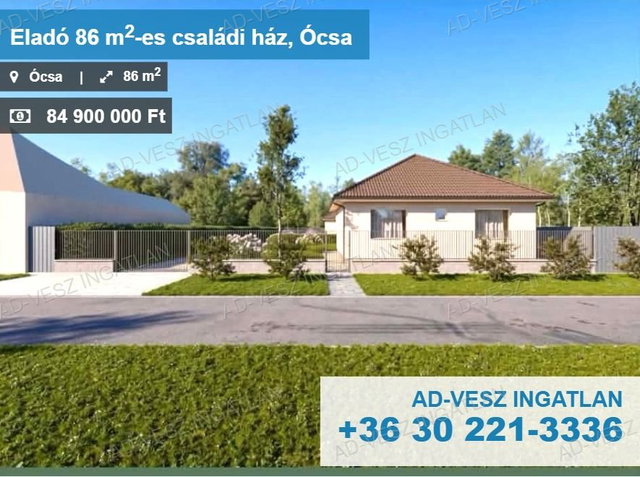 Eladó családi ház, Ócsán 84.9 M Ft, 3 szobás