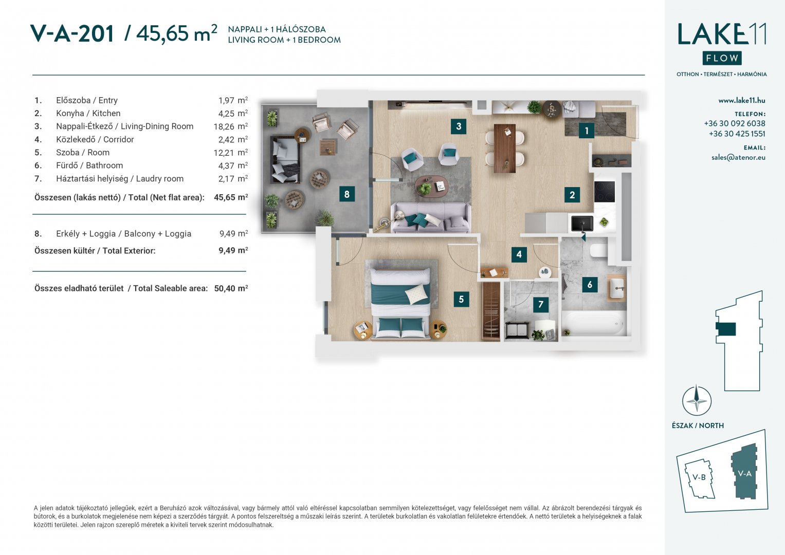 2 bed · 46m² · 98.990.000 ft