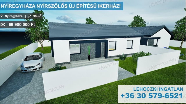 Eladó ikerház, Nyíregyházán 69.9 M Ft, 4 szobás