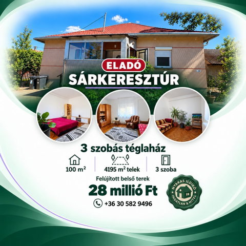 Eladó családi ház, Sárkeresztúron 28 M Ft, 3 szobás