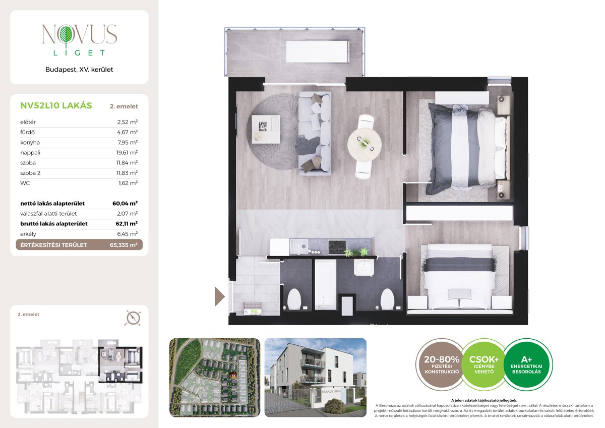 3 bed · 60m² · Lakás · 78.990.000 ft