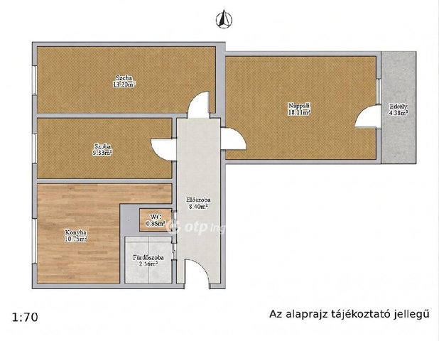 Eladó panellakás, Nyíregyházán 38.95 M Ft, 3 szobás