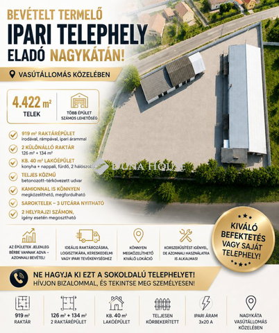 Eladó ipari ingatlan, Nagykátán 132 M Ft / költözzbe.hu