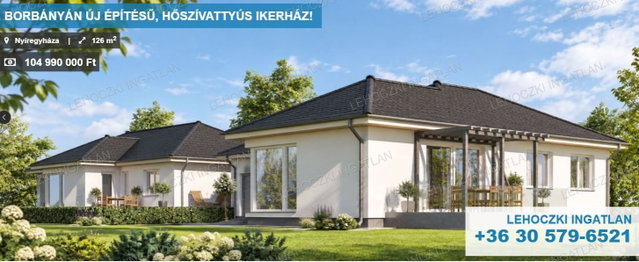 Eladó ikerház, Nyíregyházán 104.99 M Ft, 4 szobás