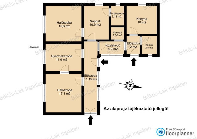 Eladó családi ház, Békésen 23.5 M Ft, 3 szobás