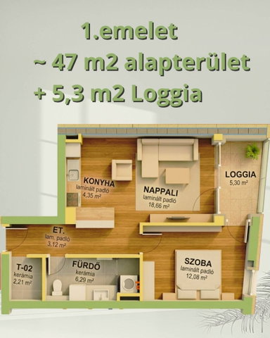 Eladó téglalakás, Debrecenben 63.7 M Ft, 1 szobás