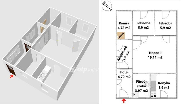 Eladó családi ház, Szarvaskőben 65 M Ft, 1+2 szobás