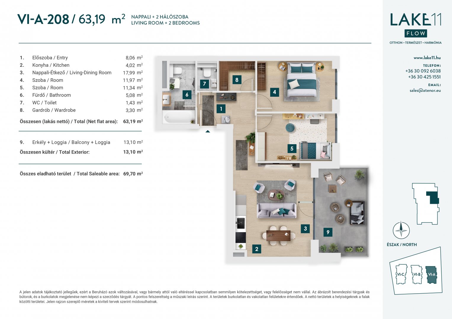 3 bed · 63m² · 125.990.000 ft