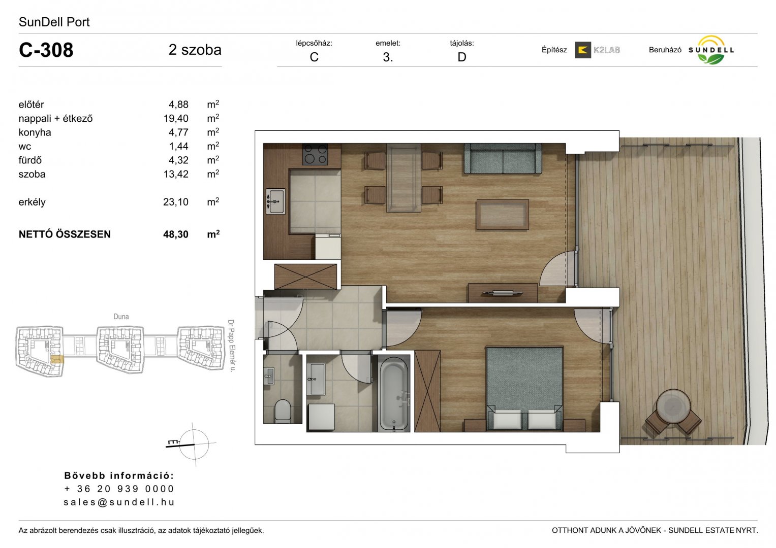 2 hálószoba · 48 m² · 122.500.000 Ft