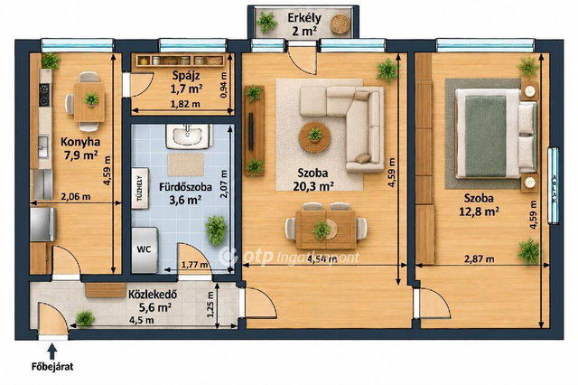 Eladó téglalakás, Szigetszentmiklóson 44.9 M Ft, 2 szobás