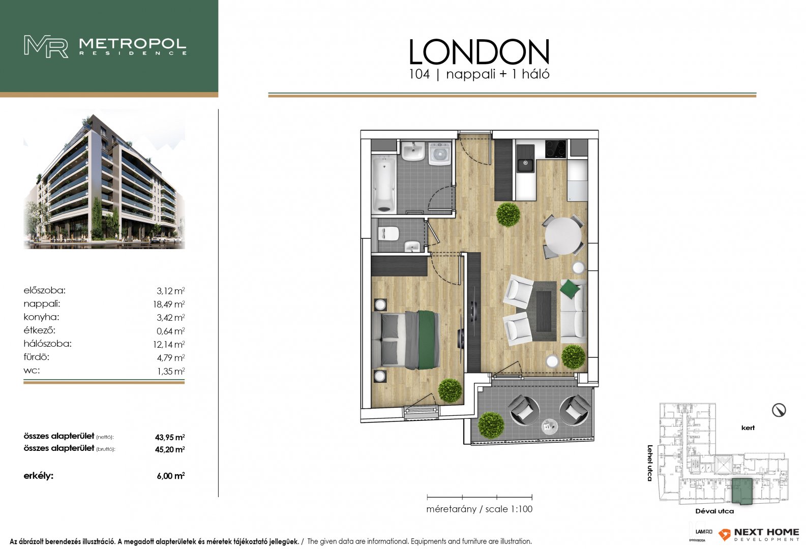 2 bed · 45m² · 86.072.000 ft
