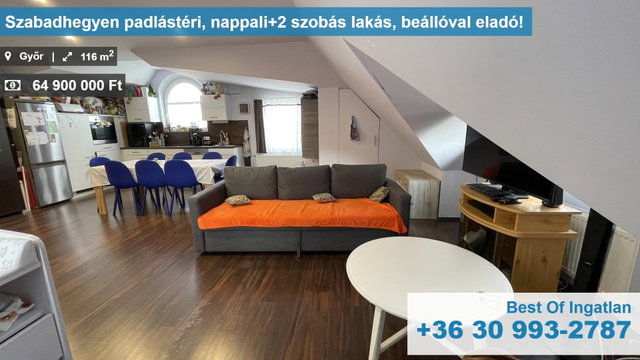 Eladó téglalakás, Győrött 64.9 M Ft, 3 szobás