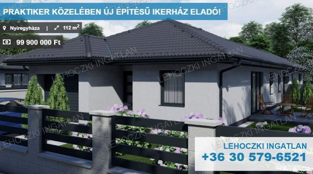 Eladó ikerház, Nyíregyházán 99.9 M Ft, 4 szobás
