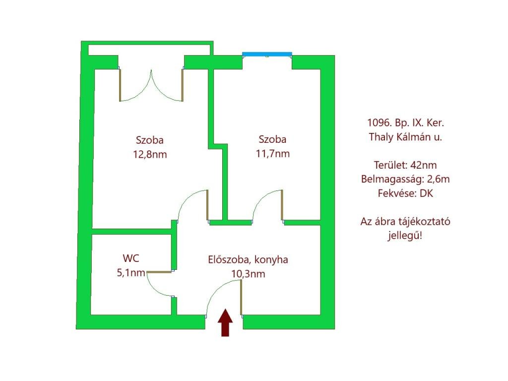 2 hálószoba · 42 m² · 240.000 Ft
