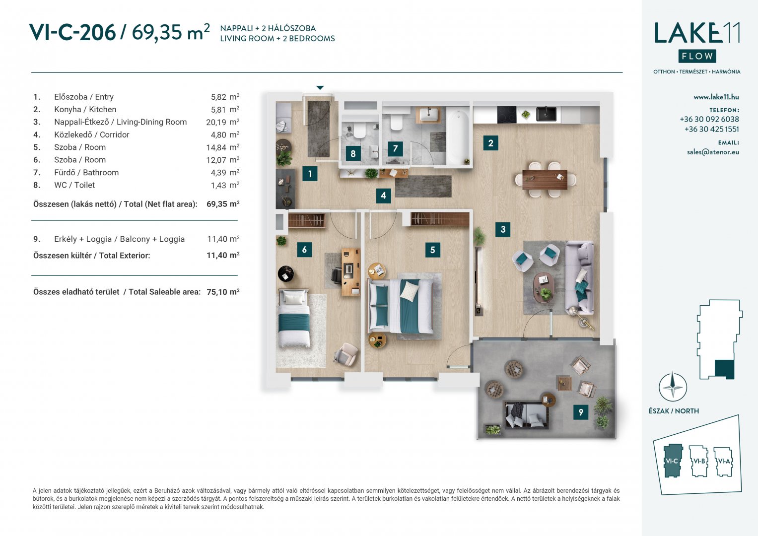 3 bed · 69m² · 148.490.000 ft