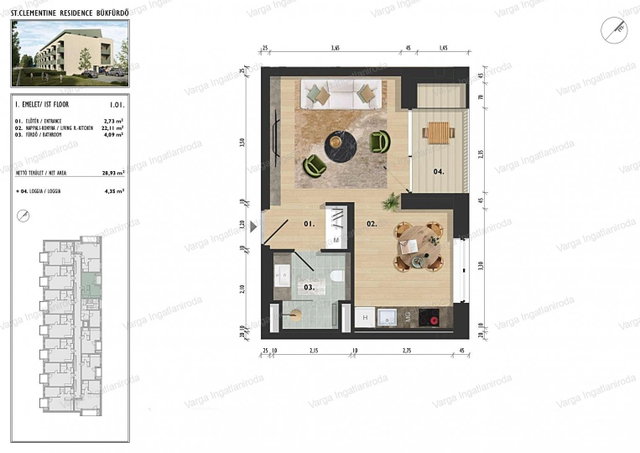 Eladó téglalakás, Bükön 39.9 M Ft, 1 szobás