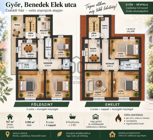 Eladó családi ház, Győrött 90 M Ft, 6 szobás