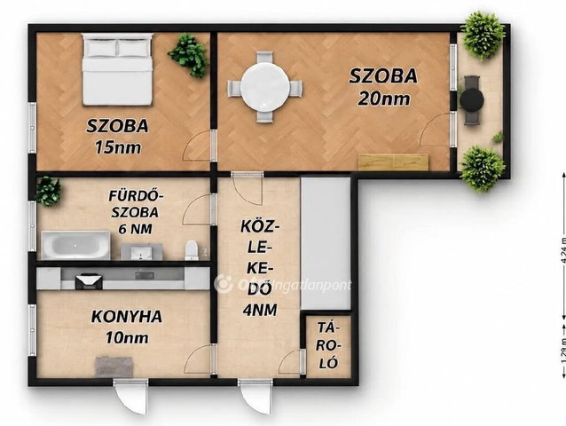 Eladó téglalakás, Hajdúszoboszlón 56.99 M Ft, 2 szobás
