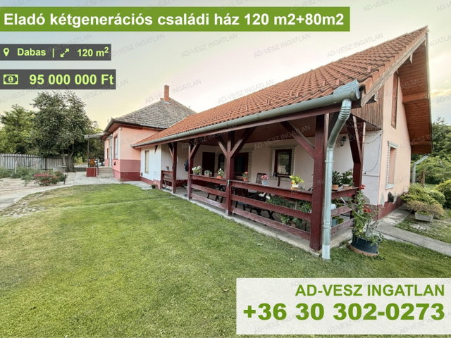 Eladó családi ház, Dabason 91.9 M Ft, 4 szobás