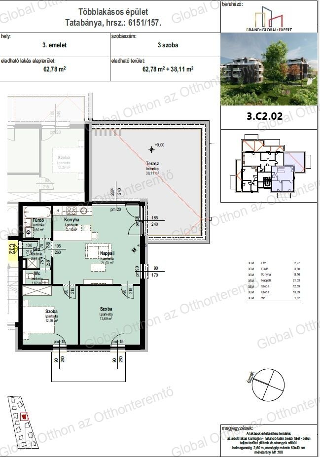 Lakás · 3 hálószoba · 63 m² · 88.419.329 Ft