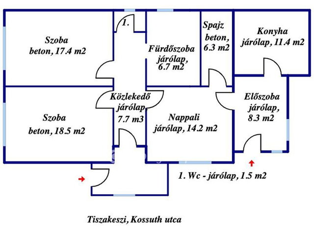 Eladó családi ház, Tiszakeszin 16 M Ft, 3 szobás