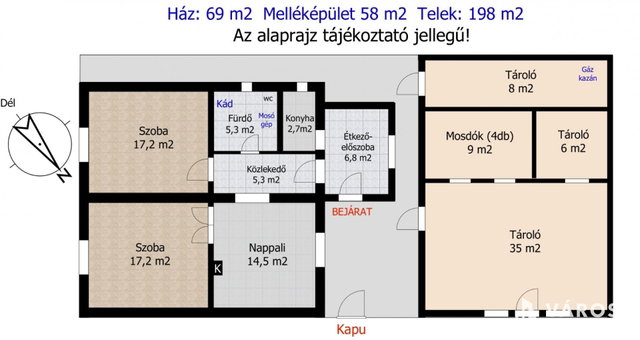Eladó családi ház, Győrött 49.9 M Ft, 3 szobás