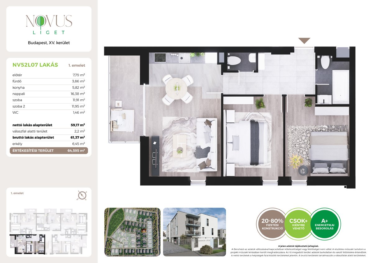 Lakás · 3 hálószoba · 59 m² · 77.880.000 Ft