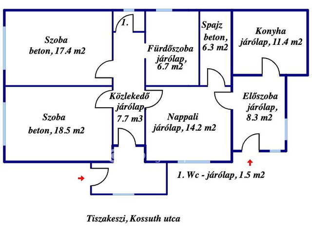 Eladó családi ház, Tiszakeszin 16 M Ft, 3 szobás