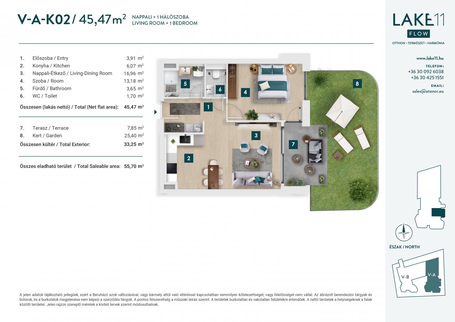 2 bed · 45m² · 96.490.000 ft
