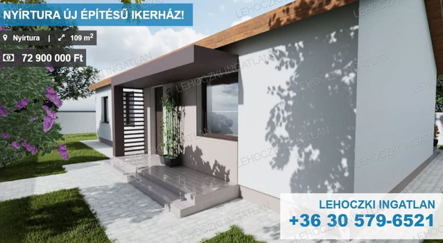 Eladó ikerház, Nyírturán 72.9 M Ft, 4 szobás