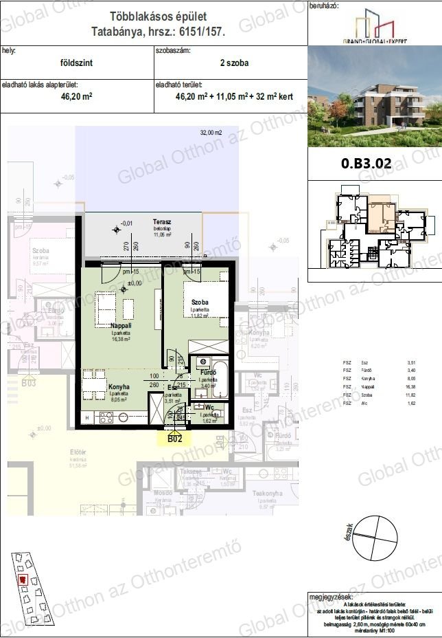Lakás · 2 hálószoba · 46 m² · 55.915.501 Ft