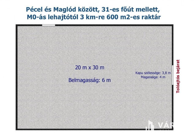 Kiadó ipari ingatlan, Pécelen 840 E Ft / hó