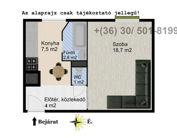 Eladó téglalakás, Debrecenben 41.9 M Ft, 1 szobás