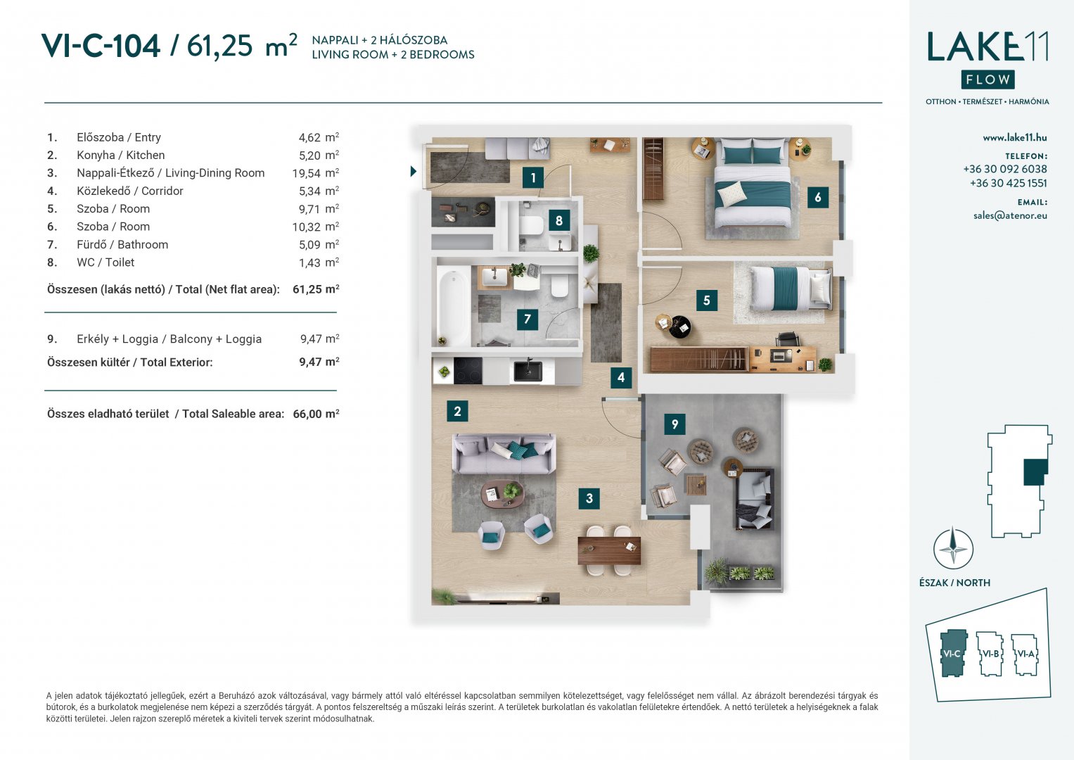 3 bed · 61m² · 121.990.000 ft