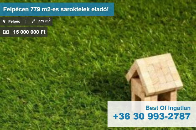Eladó telek, Felpécen 15 M Ft / költözzbe.hu