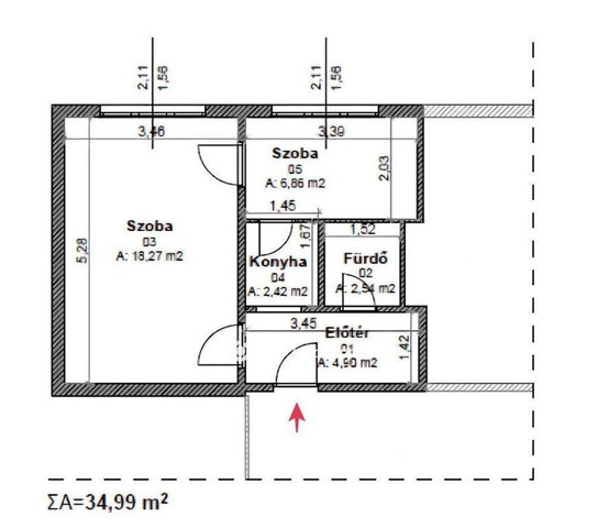 Eladó panellakás, Miskolcon 23.5 M Ft, 1+1 szobás