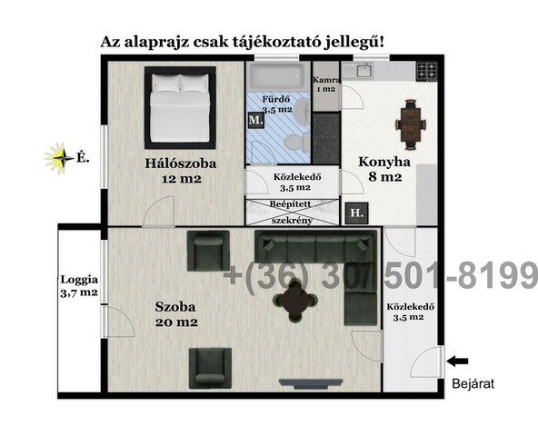 Eladó téglalakás, Debrecenben 55.9 M Ft, 2 szobás