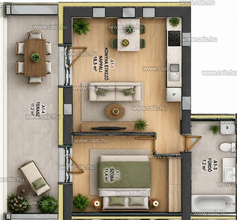 Lakás · 1 hálószoba · 43 m² · 42.900.000 Ft
