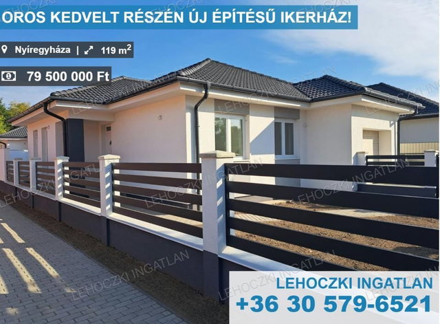 Eladó ikerház, Nyíregyházán 79.5 M Ft, 4 szobás