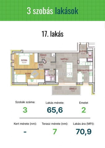 Eladó téglalakás, Tatabányán, Réti utcában 70.9 M Ft