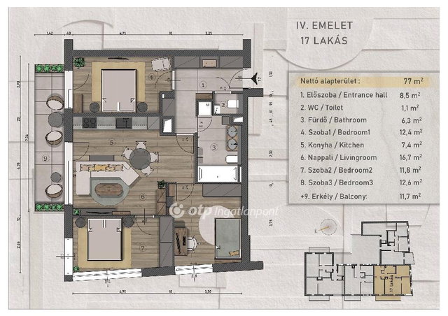 Eladó téglalakás, Budapesten, XIII. kerületben 120.61 M Ft