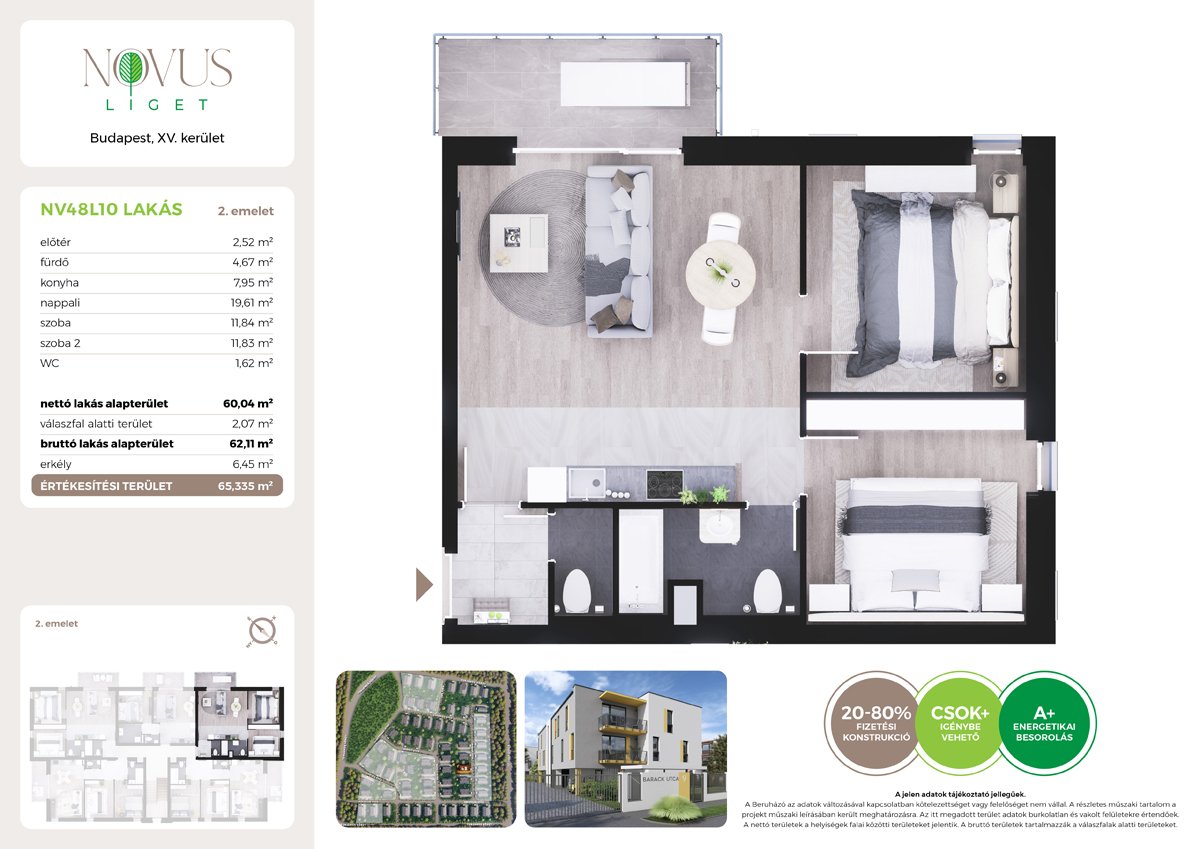 Lakás · 3 hálószoba · 60 m² · 76.990.000 Ft